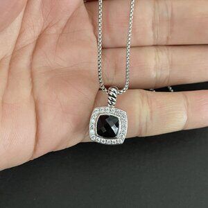 David Yurman Pendant Necklace in Sterling Silver with Black Onyx